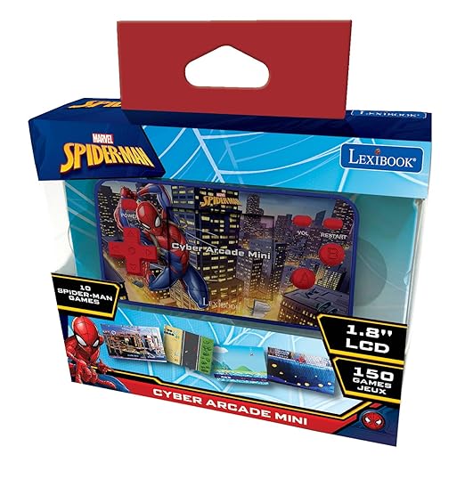 Lexibook Spider-Man Cyber Arcade Pocket Game Console, 150 Games, LCD Screen, Battery Operated, red/Blue, JL1895SP