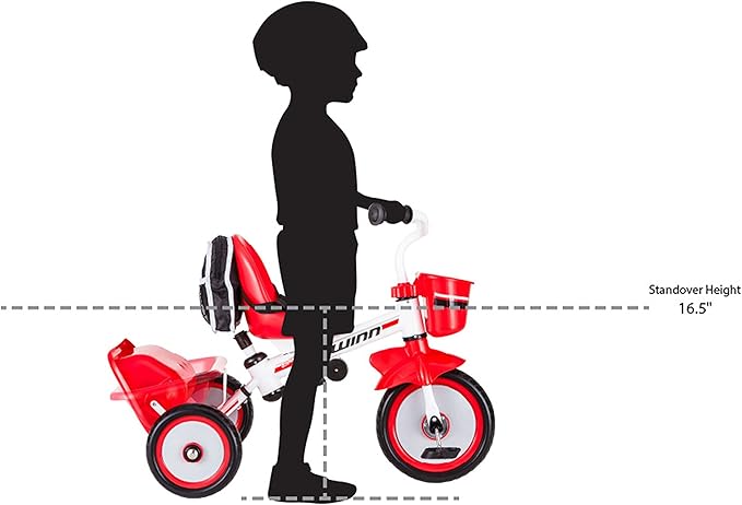 Schwinn Easy Steer Bike for Toddler, Kids Tricycle with Removable Push handle, Steel Trike Frame, Boys and Girls Ages 2-4 Year Old, Red/White, 8"