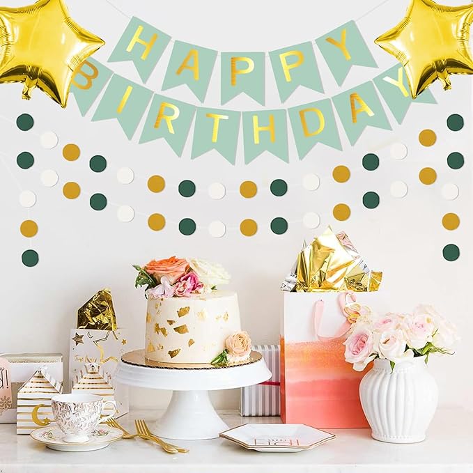 Sage Green Party Decorations, Gold and Olive Green Balloons Birthday Decor for Women Happy Birthday Party Balloons for Men Women Boys Girls Baby Shower Birthdays Supplie for 16th 18th 21st 30th 40th