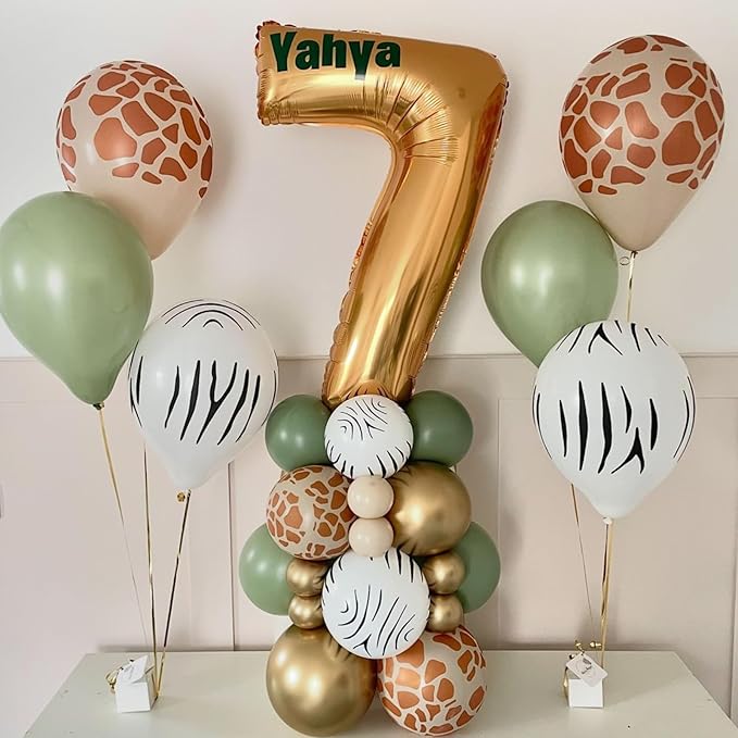 Safari Balloons, 12 Inch Jungle Party Decorations Animal Print Balloons Green Latex Balloon Leopard Zebra Tiger Printed Balloon for Jungle Safari Themed Party Dinosaur Forest Tropical Birthday Decor