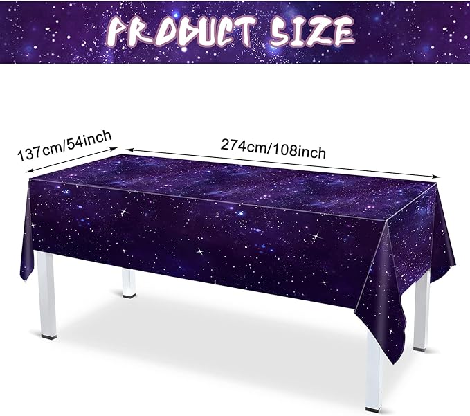 Tiamon 171 Pcs Galaxy Space Party Decoration Tableware Set Space Theme Birthday Decoration Galaxy Tablecloth Paper Plates Napkins, Birthday Banner for 24 Guests Party Supplies (Vivid Style)