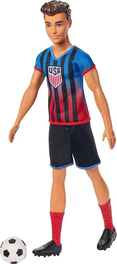 Barbie Careers USSF Soccer Fashion Ken Doll Dressed in Removable Sport-Themed Outfit & Shoes with Accessories