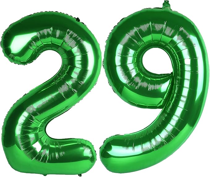 40 Inch Green Number 29 Digital Balloon,Jumbo Mylar Foil Helium Balloon for 29 Balloons for Birthday Party,Wedding Anniversary Party Decorations