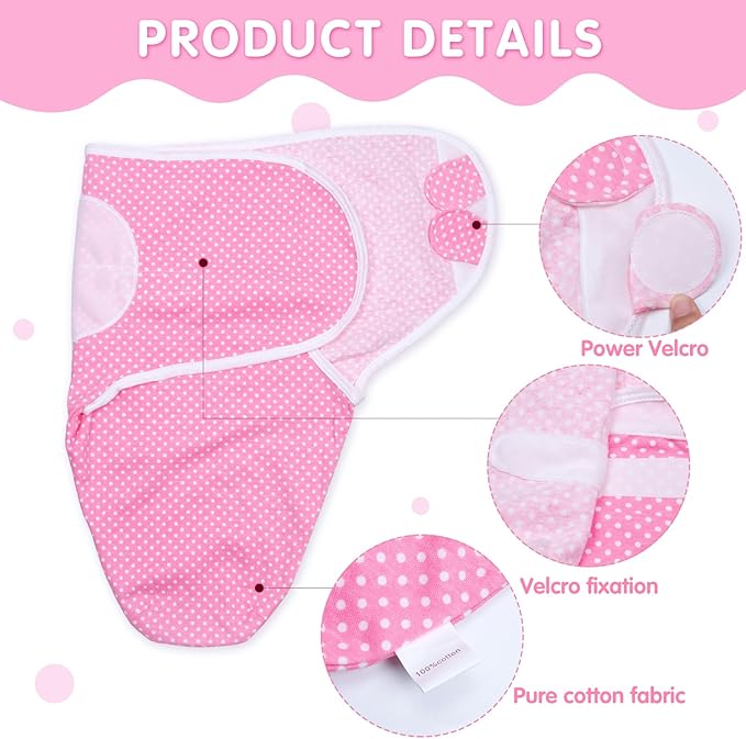 Reborn Baby Doll Clothes Accessories for18-20 Inch Baby Doll Girl Pink Polka-Dot Swaddling Blanket