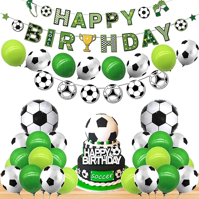 Soccer Birthday Party Decorations Soccer Balloons Banner For Men’s Boy’s Birthday Party Sports Theme Party Football Theme Party Supplies