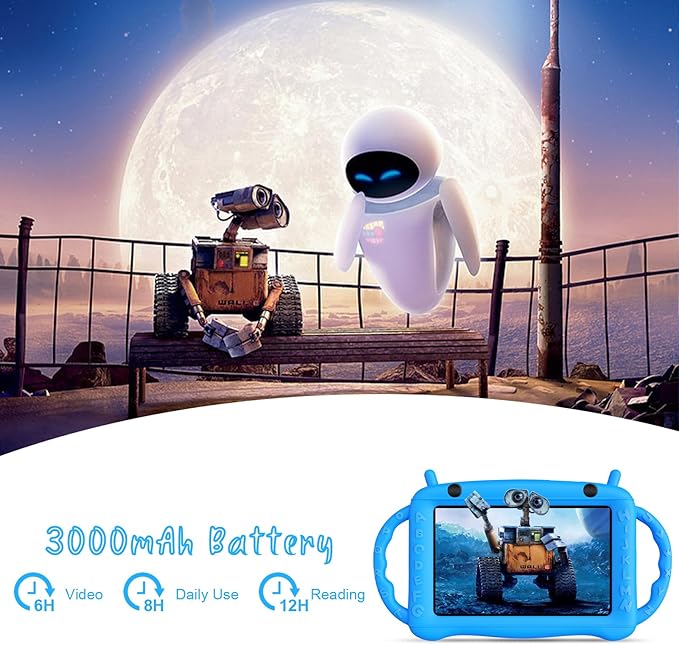 7 inch Tablet for Kids 2-10, Educational Learning Toddler Tablet Android 12 with Shockproof Case, 2GB RAM+32GB ROM, Parental Control, Dual Camera, Gift for Boy Girl