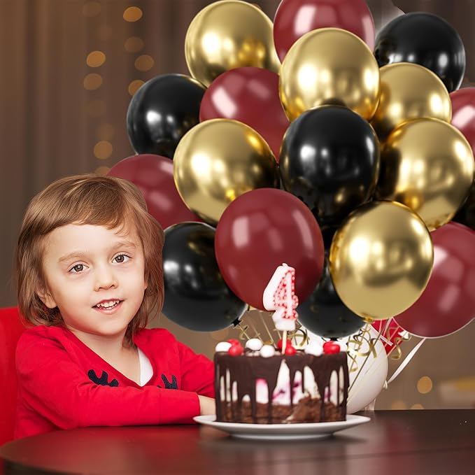Black Burgundy Gold Balloon,50pcs 12inch Metallic Gold Wine Black with Print Balloons for Boys Girls Magical Wizard Party Birthday Decorations Birthday Balloons Baby Shower Party Supplies