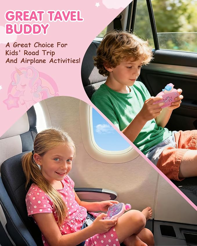 Handheld Water Game with Light - Unicorn & Dinosaur Toys - Water Ball Target Toy for Kids Ages 3+, Retro Fidget, Screen-Free Car Travel Game, Road Trip, Airplane, Portable Autism Gift