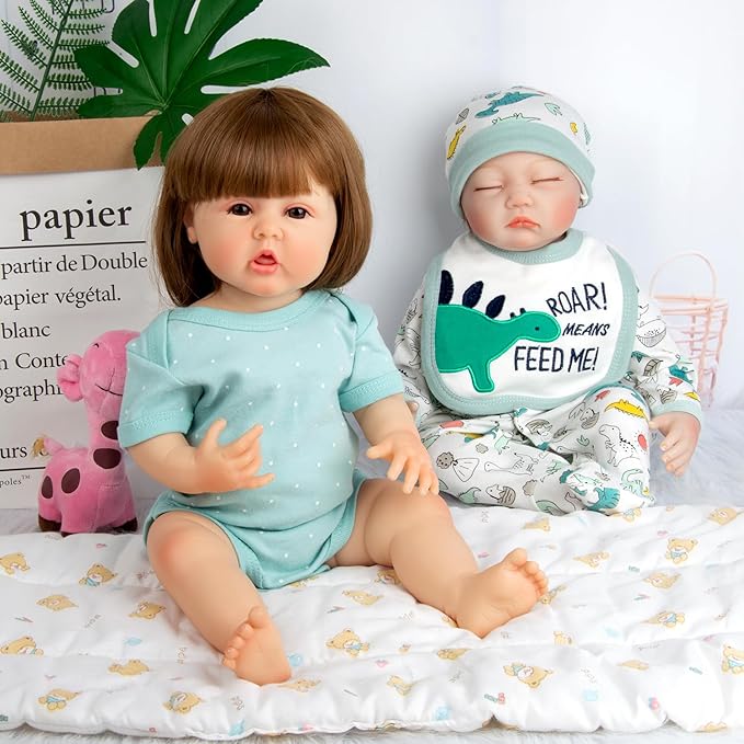 PEDOLLTREE Reborn Baby Doll Clothes Dinosaurs 5 Pcs Set for 17-22 Inch Baby Doll Clothes Outfits Accessories Newborn Boy&Girl