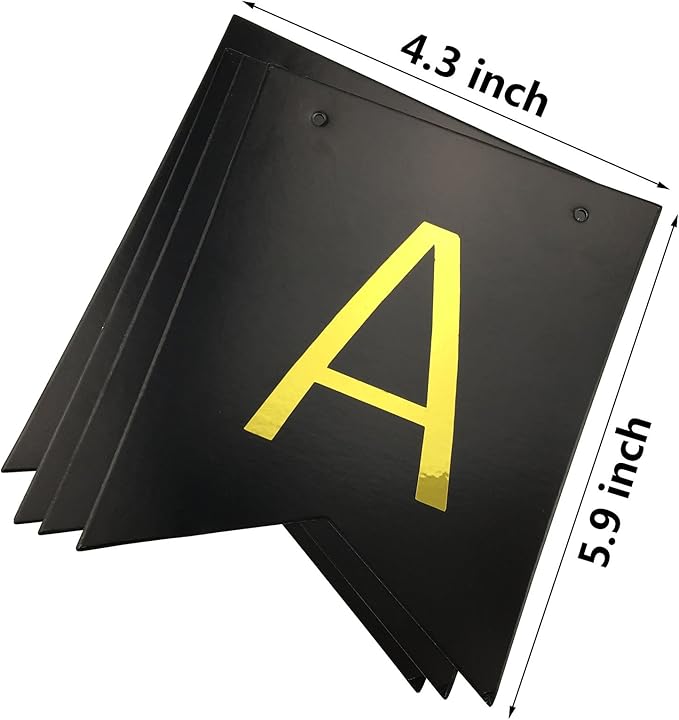 FECEDY Black Happy Birthday Bunting Banner with Shiny Gold Letters Party Supplies