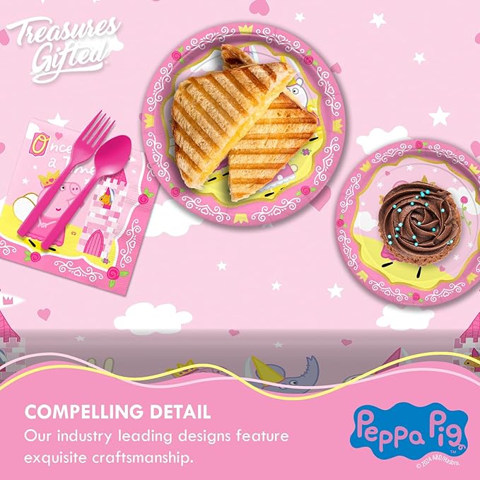 Treasures Gifted Officially Licensed Princess Peppa Pig Birthday Decorations - Pack of 2 Tablecloth - Large Rectangular Table Cover 54in x 108in - Peppa Pig Party Supplies