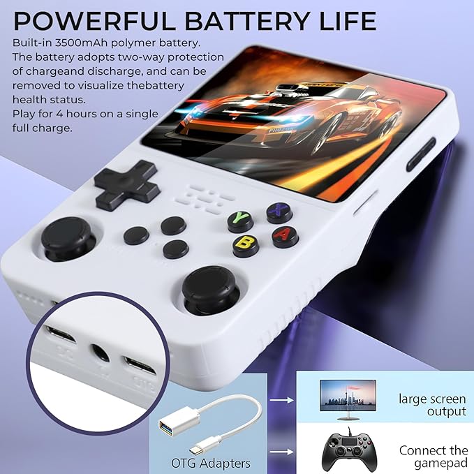 R36s Pro Retro Handheld Game Console, 3.5in IPS , 128GB Preloaded with 40000+Classic Games, Portable Game Console,30 +Game Emulator, Linux System,3500mah Rechargeable Battery