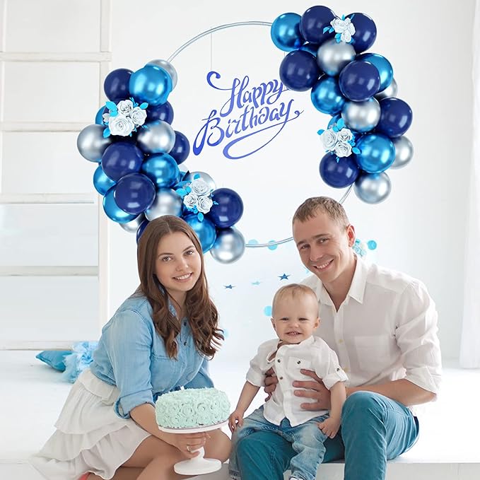 Balloons Blue and Silver, 50PCS Navy Blue Silver Latex Balloon, Navy Blue Silver Party Balloons Birthday Balloons Decoration for Girls Boys Birthday Party Baby Shower Bridal Shower Engagement