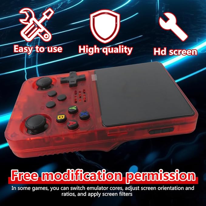 New Upgraded R36S Retro Handheld Game Console with 128G 3.5 Inch IPS Screen Built-in 15000+ Classic Games Open Source Linux System Portable Pocket Video Player (Red )