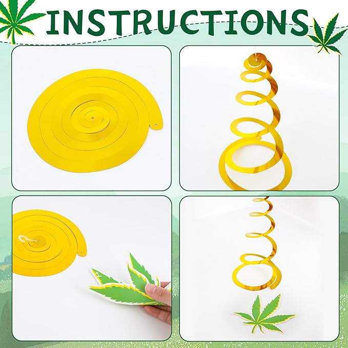 84PCS Pot Leaves Party Decorations Banners Pot Leaves Hanging Swirl Party Supplies Pot Leaves Ceiling Streamers Pot Leaves Paper Cutout Spiral Favors for Birthday Party Room Decor