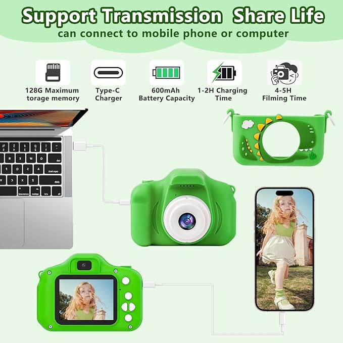 HOMELYLIFE Kids Camera, 1080P HD 2.0" Dual Lens Digital Camera for Kids with 32GB Card, Selfie Toy, Birthday for Girls Boys Ages 3-12