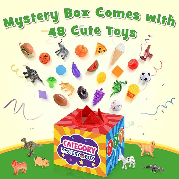 Montessori Toys for 3 4 5 6 Year Olds Boys & Girls | 58-Piece Fun Sorting Games with Mystery Box | Engaging Preschool Learning & Speech Therapy Toys | Great Birthday for Grandkids
