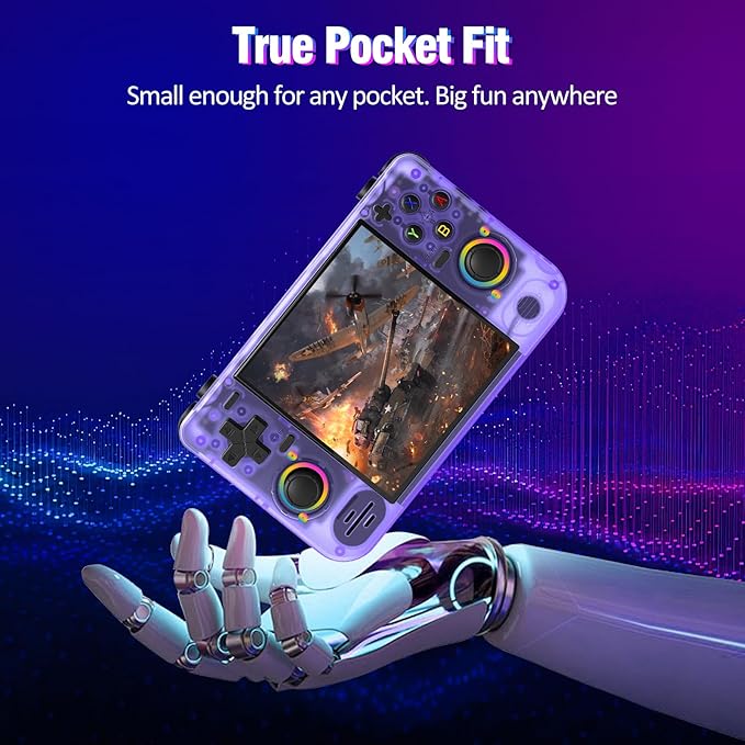 RF40H Handheld Game Console, 4.0" Retro Gaming Console Preloaded 20,000+ Classic Games, Open Source Linux System, Support WiFi Online Play, Portable Pocket Hand Held Video Game (Transparent Purple)