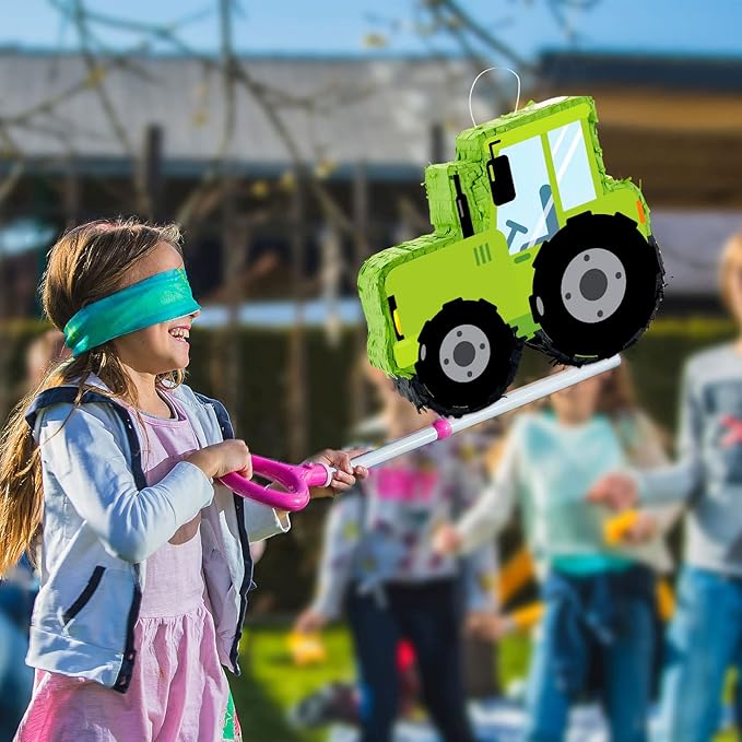 Lewtemi Tractor Piñatas for Birthday Party Excavator Piñata with Stick, Blindfold, Confetti for Adults Birthday Baby Shower Party Supplies