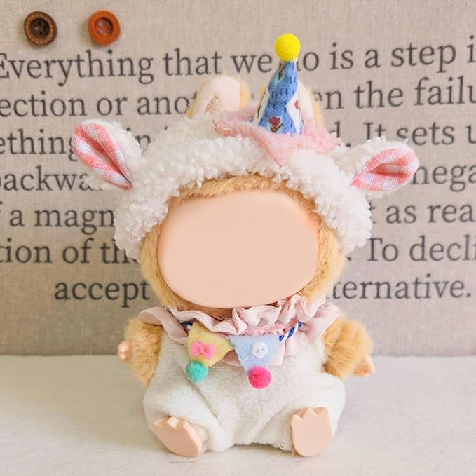 Clothes for Doll, 15/17cm Doll Clothes Set Suitable for Dolls Accessories - Lamb Hat + Bib + Halter + Pants (NO Doll),Lamb