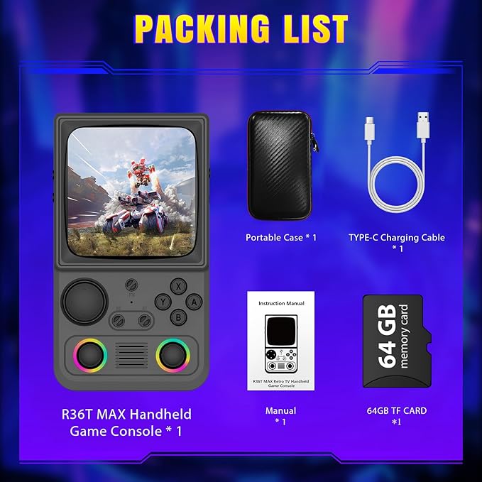 R36TMAX Upgraded Retro Handheld Game Console with 4000mAh Battery, 4.0'' IPS Screen, Retro Gaming Console with Portable Case, Supports WiFi Networked Fighting and OTG (Classic Grey)