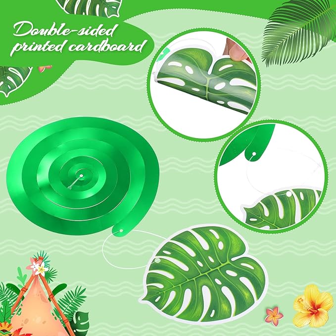 Outus 30 Pieces Hawaiian Luau Birthday Party Hanging Swirl Decorations, Flower Tropical Palm Flamingo Sign Foil Ceiling Decor for Floral Tropical Party Summer Beach Pool Tiki Supplies(Flower)