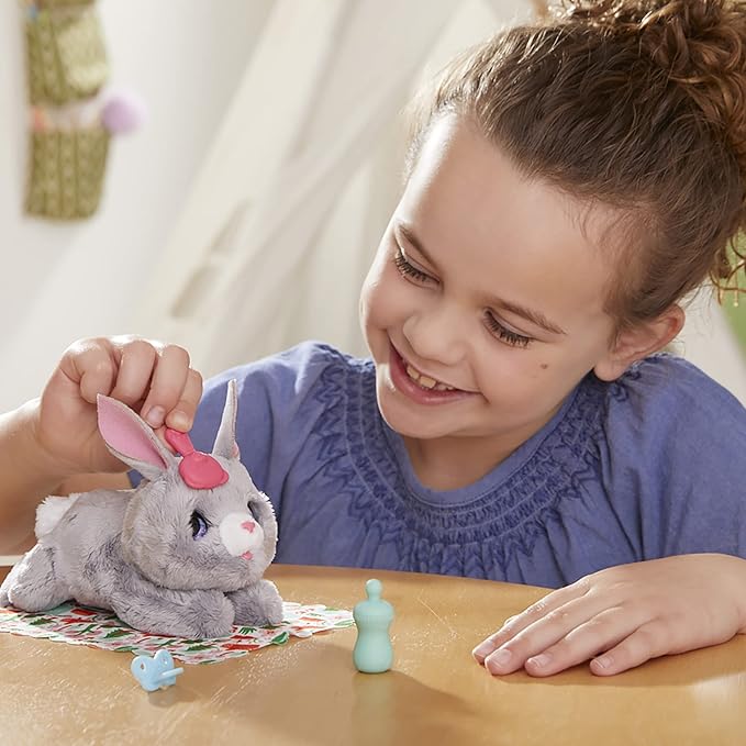 FurReal Hasbro Newborns Bunny Interactive Animatronic Plush Toy: Electronic Pet with Sound Effects and Closing Eyes, for Kids Ages 4 and up