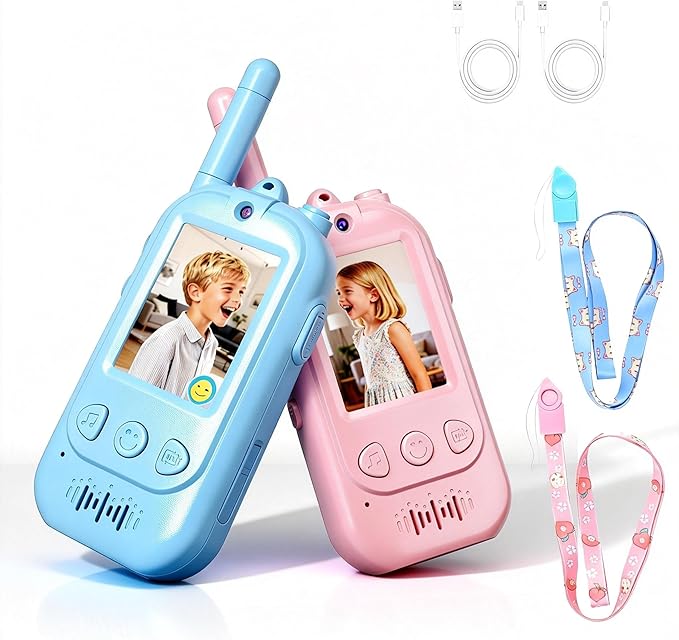 2026 Upgrade Video Walkie Talkies, Kids Communication Toys with Screen, Video Walkie Talkies for Kids with Voice Changer, Durable Walkie Talkie Toys Gifts for Indoor Outdoor Family Play Ages 3-12