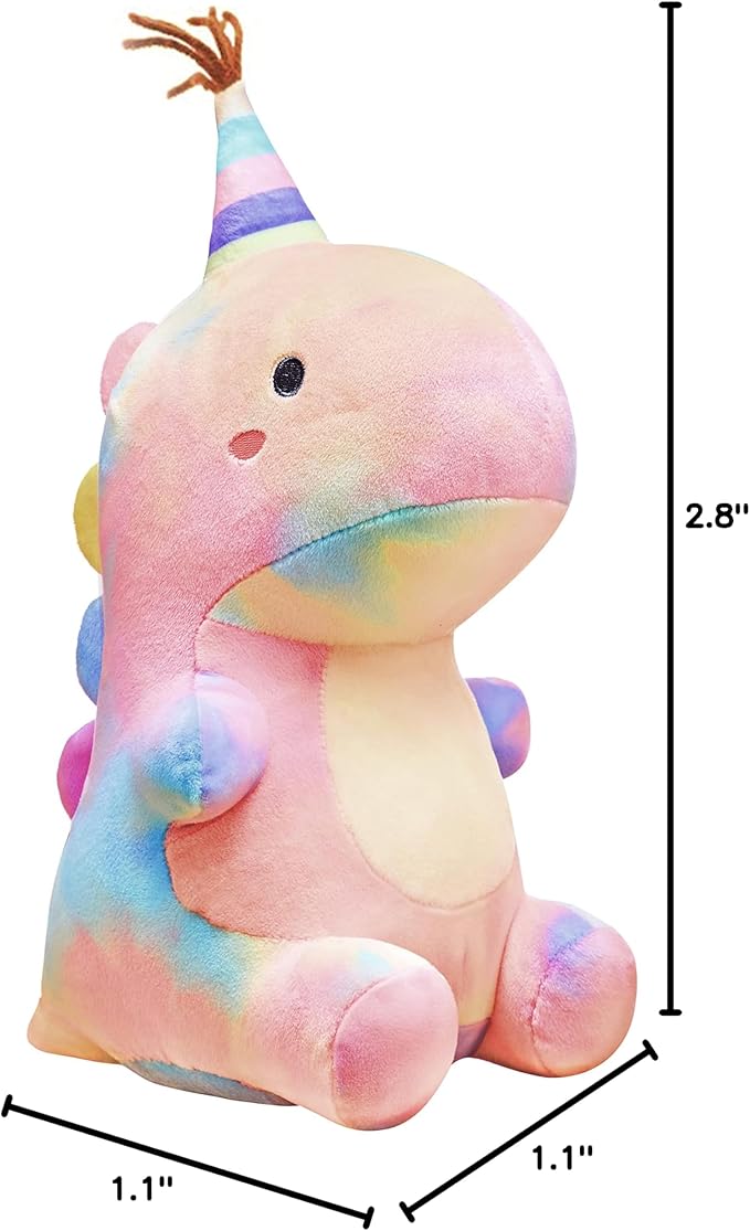 Stuffed Animal Plush Toys, Cute Dinosaur Toy, Soft Dino Plushies for Kids Plush Doll Gifts for Boys Girls (Colorful, 9 Inch)
