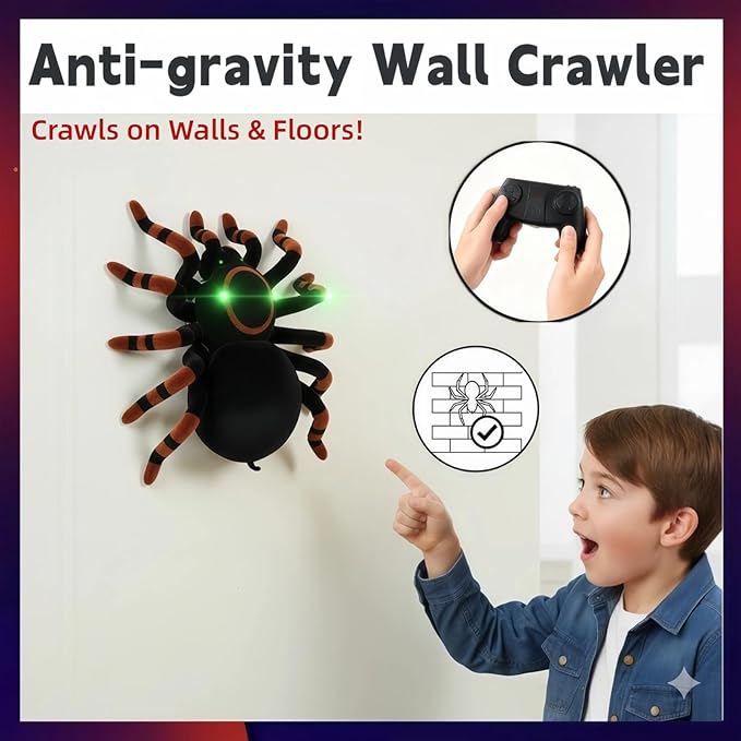 Wall Climbing Spider,Rc Car Toys for Kids,Remote Control Cars,Wall Crawler Robot Spider,Fun Kids Toys,Cool Prank Gadgets 2025,Halloween Christmas Birthday Gifts for Boys Girls Teens