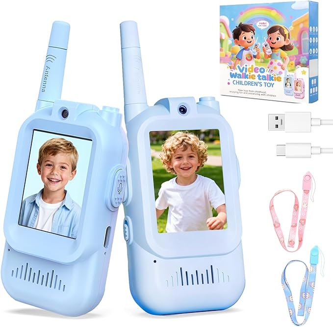 Video Walkie Talkies for Kids Toys, Birthday Gifts for Grandkids, 2 Pack HD Kids Walkie Talkies Long Range Toddler Camera Games, Parent-Child Interaction Girl Outdoor Toys