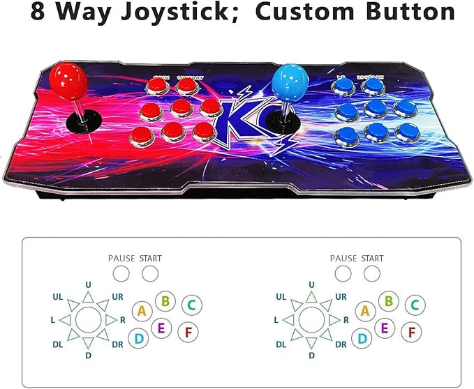 FVBADE [32000 in 1] 78S Pandora Box Arcade Game Console Compatible PC & Projector & TV ,3D Games 1-4 Players Double Joystick Favorite List Game Category Save/Search/Hide/Paus