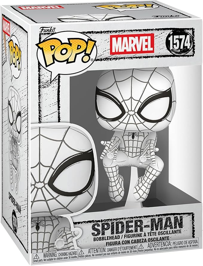 Funko Pop! Marvel: Marvel Sketched - Spider-Man - Collectable Vinyl Figure - Gift Idea - Official Merchandise - Toys for Kids & Adults - Comic Fans - Model Figure for Collectors and Display