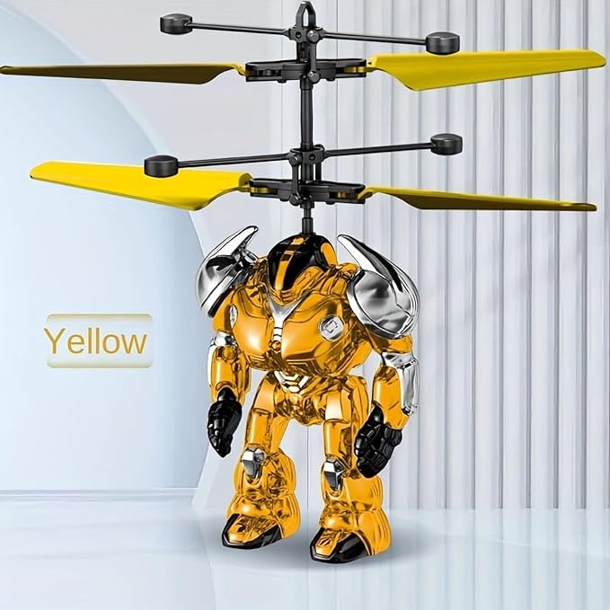 Warrior Induction Aircraft, Robot with Light Effects, Automatic Induction to Avoid Obstacles, All Occasion Gift Essentials, Happy Childhood for Kids, Flying Toys (Red)