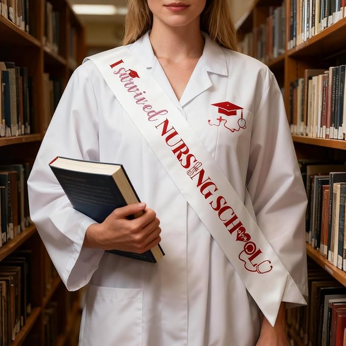 I Survived Nursing School Sash, Nurse Rn Class of 2026 Graduation Party Decorations Supplies, Congrats Grad Nursing School Graduation Gifts for Women Girls