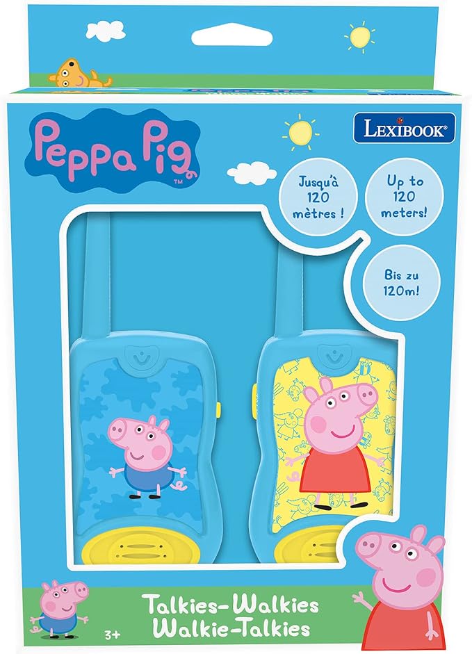 LEXiBOOK Peppa Pig Walkie-talkies, Communication Game for Children, Belt Clip for Transport, Battery, Blue, TW12PP