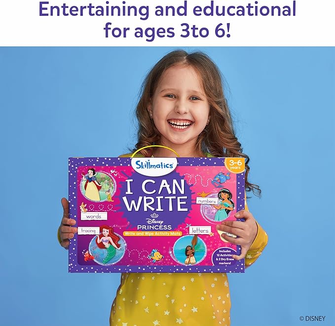 Skillmatics I Can Write Disney Princess - Reusable Preschool Learning Activities, Educational Game, Handwriting Aids, Back to School Supplies, Easter Gifts for Students, Kids, Toddlers Ages 3, 4, 5, 6