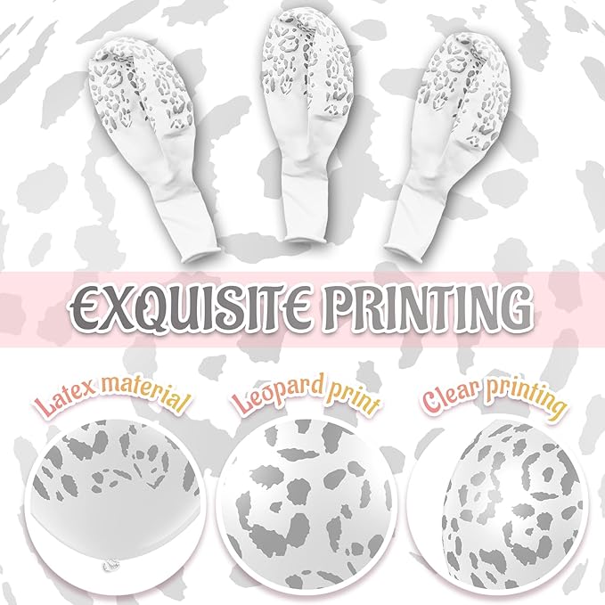 Gejoy 36 Pcs Cheetah Balloons Silver Leopard Print Balloons 12 Inch Spots Latex Leopard Jungle Animal Decorations for Cheetah Zoo Theme Birthday Party Supplies