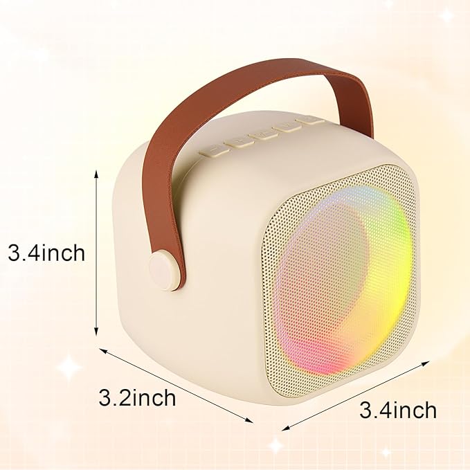 Karaoke Machine for Kids Adults, Mini Portable Bluetooth Karaoke Speaker with 2 Wireless Microphone and Lights,Toys for All Smartphones,Birthday, Family,Home Party Beige