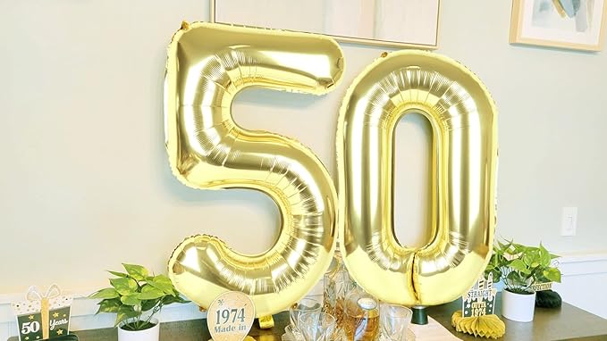 Balloon Numbers 40 Inch 5 Ballon for 5th Birthday Decorations, 15 25 35 50 Big Light Gold Number Balloons for Wedding Photo Shoot Party Decor