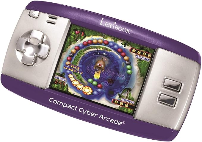 Compact Cyber Arcade Portable Gaming Console, 250 Games, LCD, Purple, JL2375PR