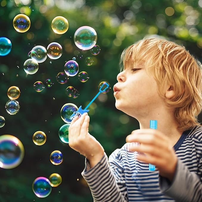 Winrayk Under the Sea Party Favors, 24Pcs Ocean Animal Mini Bubble Wands for Kids Bubbles Bulk with Detachable Topper (6 Styles & Colors), Summer Pool Beach Birthday Goody Bag Stuffer Classroom Prizes