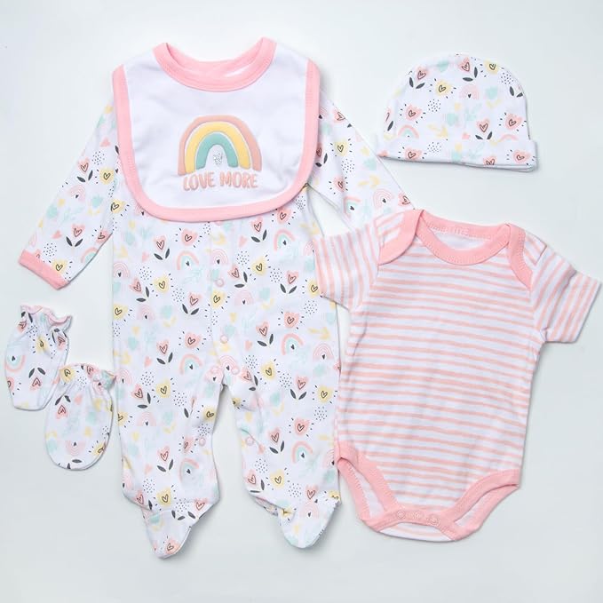 Reborn Baby Doll Clothes Girl Outfit Accessories 5 pcs Set for 17-22 Inch Reborn Dolls Newborn Baby Girl Doll Clothes