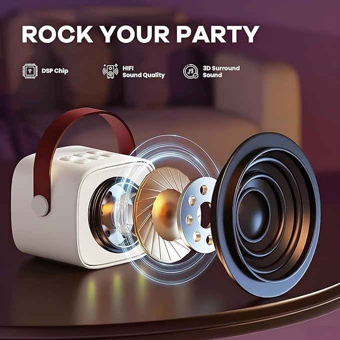 Mini Karaoke Machine for Kids with 2 Wireless Microphones and Lights, Bluetooth Connect Phone to Sing, 4-12+ Year Old Girl Boy Birthday Gifts, Teen Girl Gifts Trendy Stuff