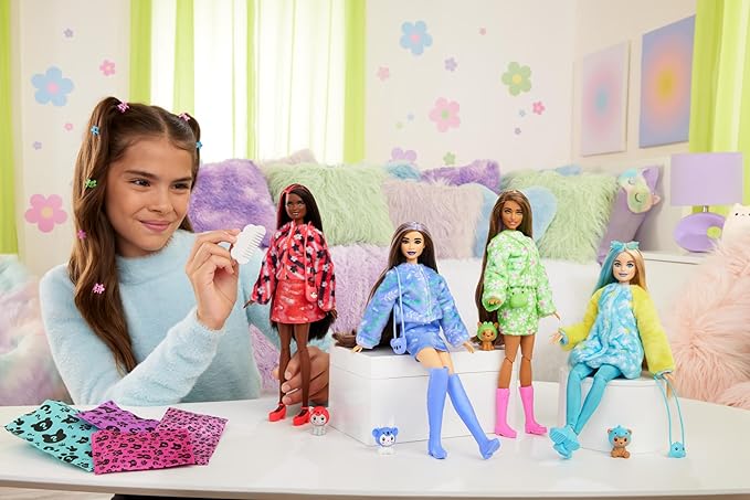 Barbie Cutie Reveal Doll & Accessories with Animal Costume & 10 Surprises Including Color Change, Puppy as Frog in Costume-Themed Series