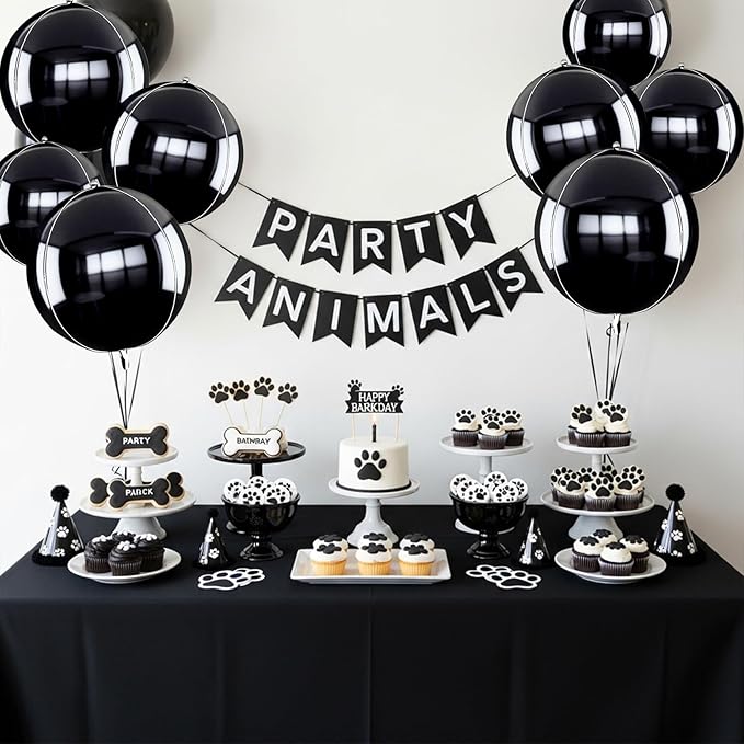 TONIFUL 16Pcs Large Black 4D Giant Round Foil Balloon 4D Mirror Metallic Mylar Sephere Balloons for Christmas New Year Birthday Party Graduation Wedding Baby Shower Decoration Supplies(Mix Sizes)