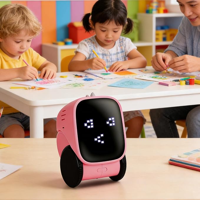 TOPINCN Smart Charging Robots for Kids, Interactive Smart Robotic with Touch Sensor for Boys Girls, Story Machine Remote Control Programming Toy for Early Education Learning (Pink)