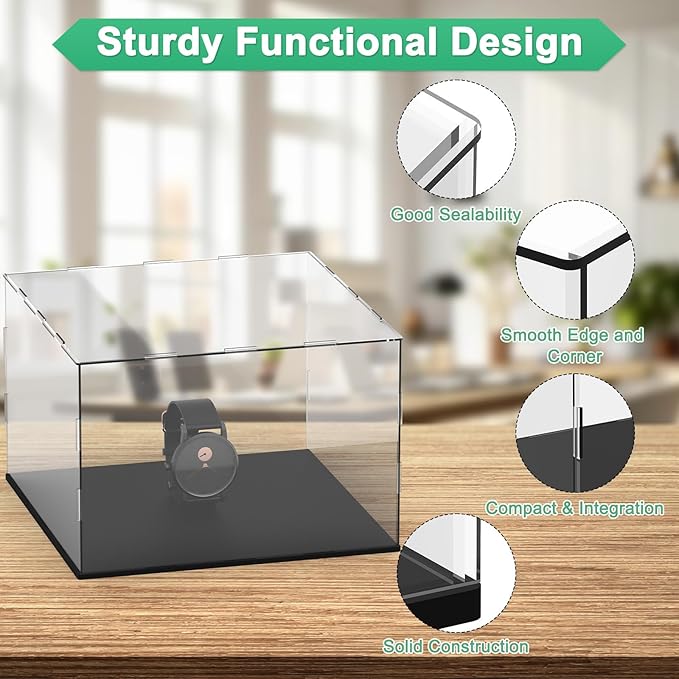 Clear Acrylic Display Case, 12 x 12 x 8 Inch Assemble Clear Acrylic Display Box Dustproof for Action Figures/Model/Statues/Collectibles/Doll/Toys/Home Storage