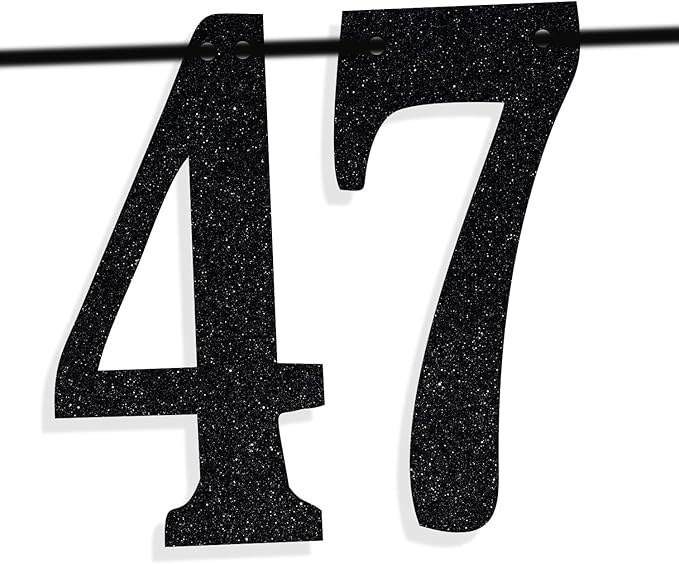 Black Glitter Look at You Turning 47 & Sh*t Banner, Happy 47th Birthday/Level 47 Unlocked/Cheers to 47 Years, Funny 47th Birthday Party Decorations Supplies