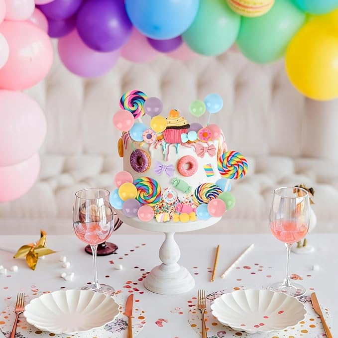 Hooqict 33Pcs Candy Cake Decorations with Lollipop Cupcake Donut Candy Cake Topper for Kids Girls Candyland Christmas Party Decorations Colorful Sweet Birthday Party Supplies